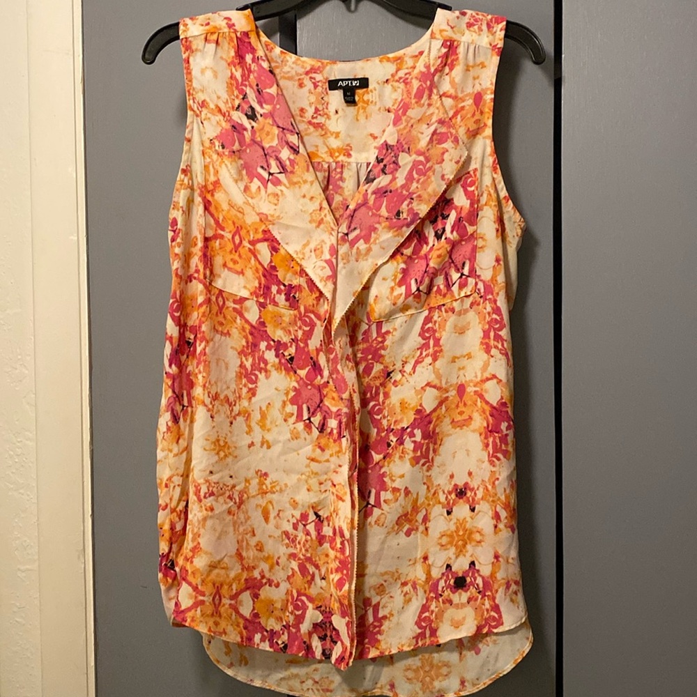 Apt 9 Pink and Peach Sleeveless Blouse, size medium